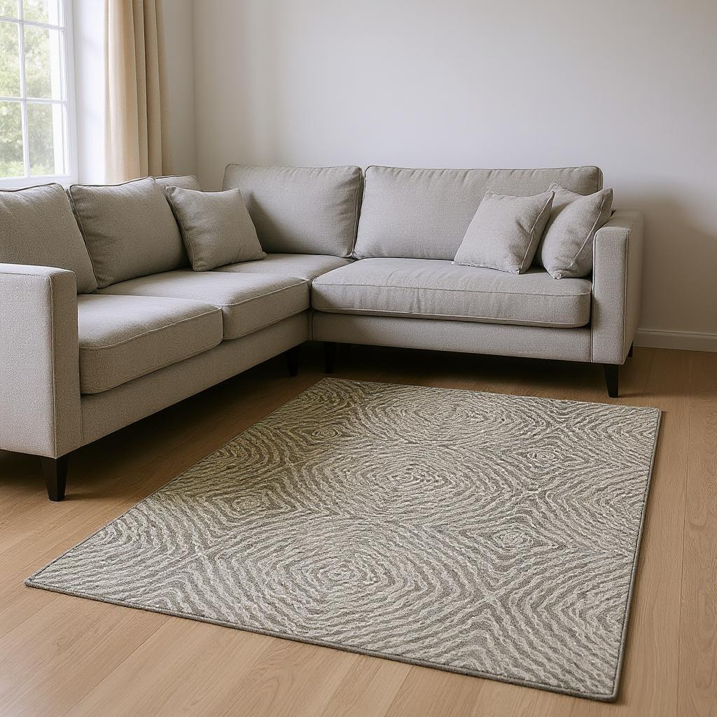 644011 10 x 14 ft. Coffee & Beige Geometric Transitional Washable Machine Made Rectangle Area Rug with UV Protection