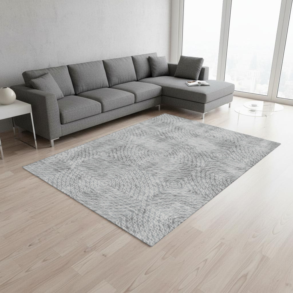 644023 10 x 14 ft. Ash Gray & Charcoal Geometric Washable Machine Made Rectangle Area Rug with UV Protection