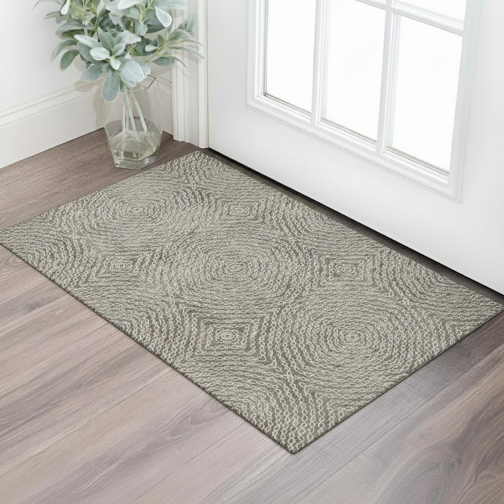 644006 3 x 5 ft. Coffee & Beige Geometric Transitional Washable Machine Made Rectangle Area Rug with UV Protection