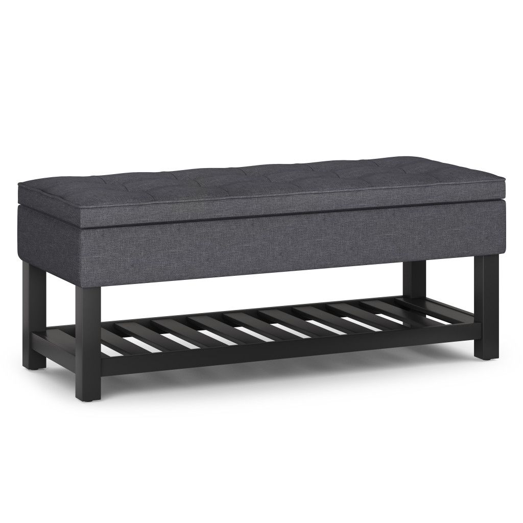 641806 44 in. Gray & Dark Brown Fabric Ottoman with Storage