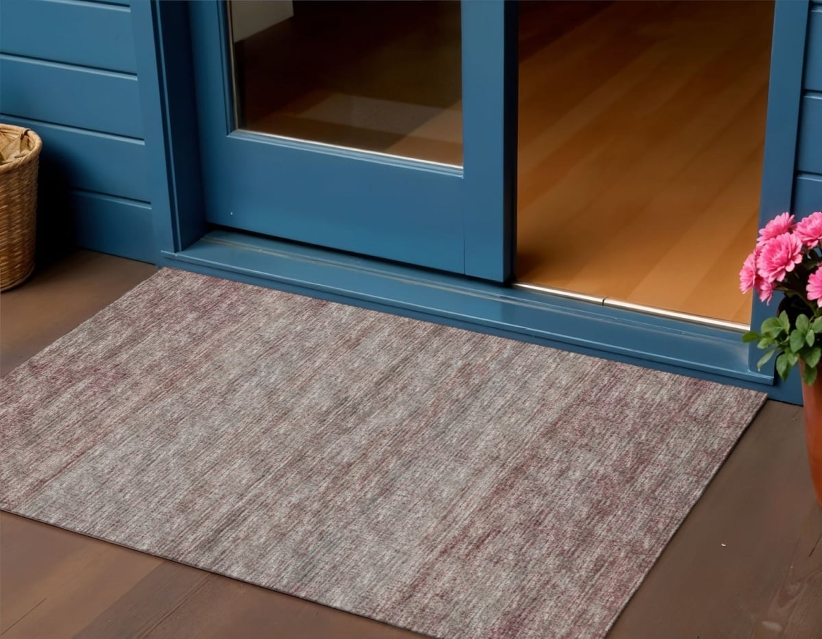 642392 3 x 5 ft. Burgundy & Gray Abstract Washable Transitional Indoor & Outdoor Rectangle Area Rug