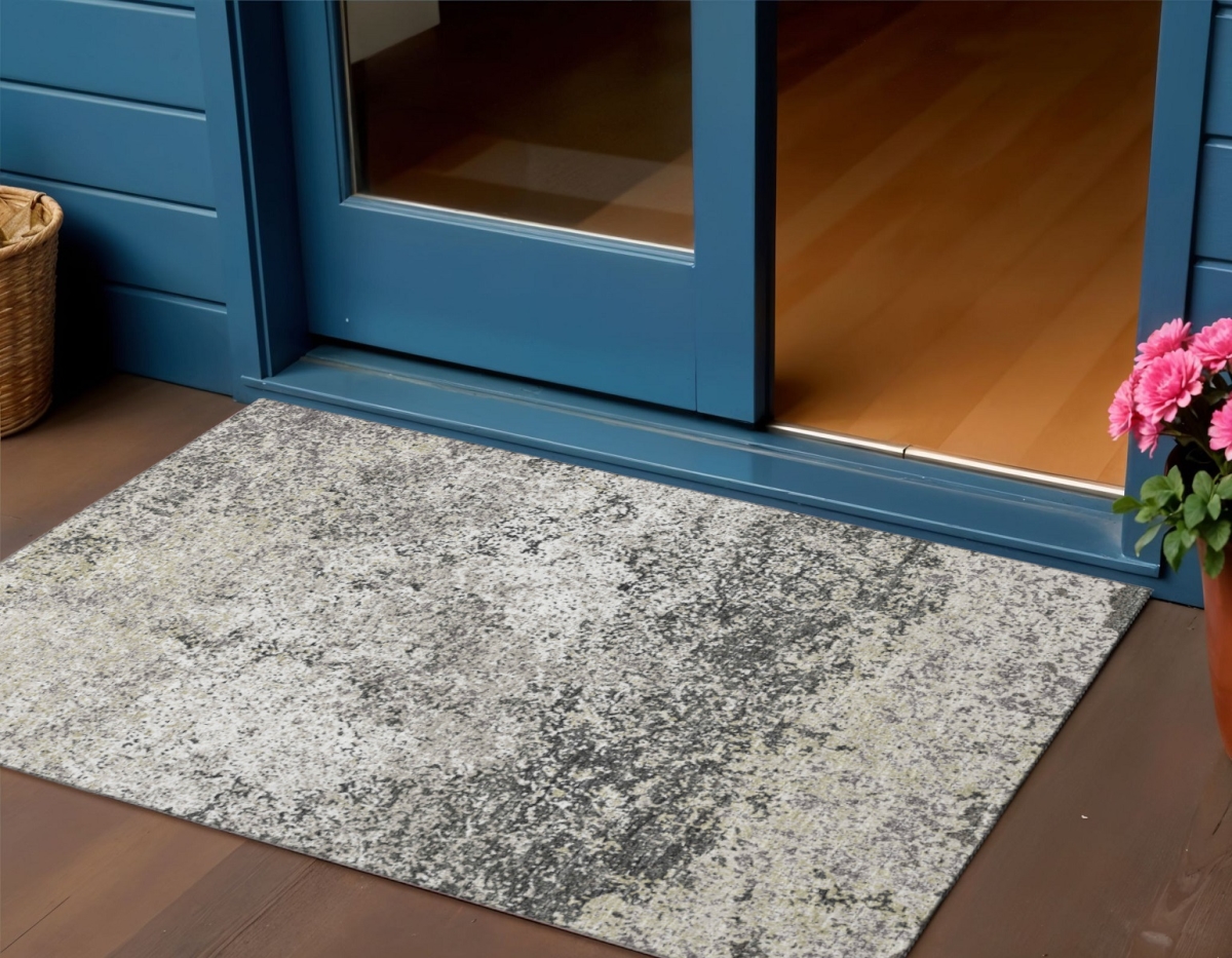 642530 3 x 5 ft. Gray & Charcoal Abstract Washable Transitional Indoor & Outdoor Rectangle Area Rug