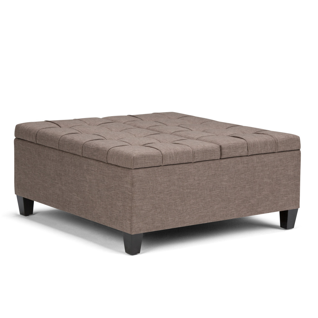 641692 16.50 x 36 x 36 in. Brown & Espresso Fabric Cocktail Ottoman with Storage