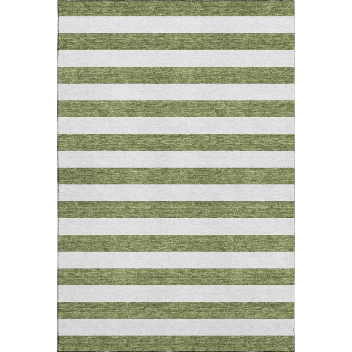 647616 5 x 8 ft. Olive Green & Ivory Striped Transitional Washable Machine Made Rectangle Area Rug with UV Protection