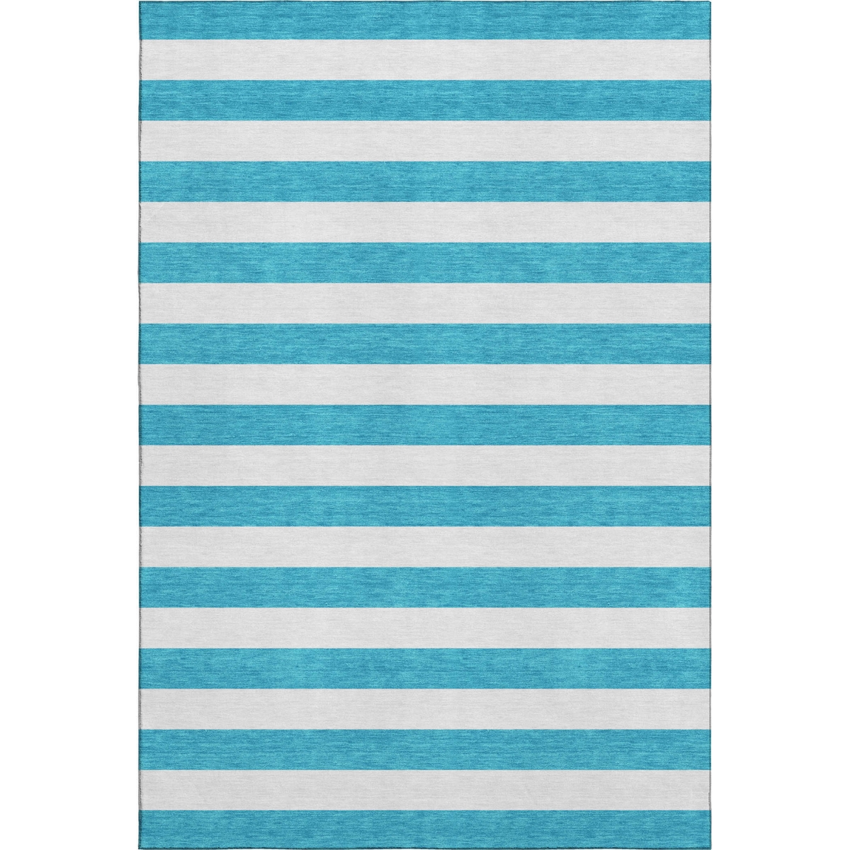 647674 10 x 14 ft. Teal & Ivory Striped Transitional Washable Machine Made Rectangle Area Rug with UV Protection