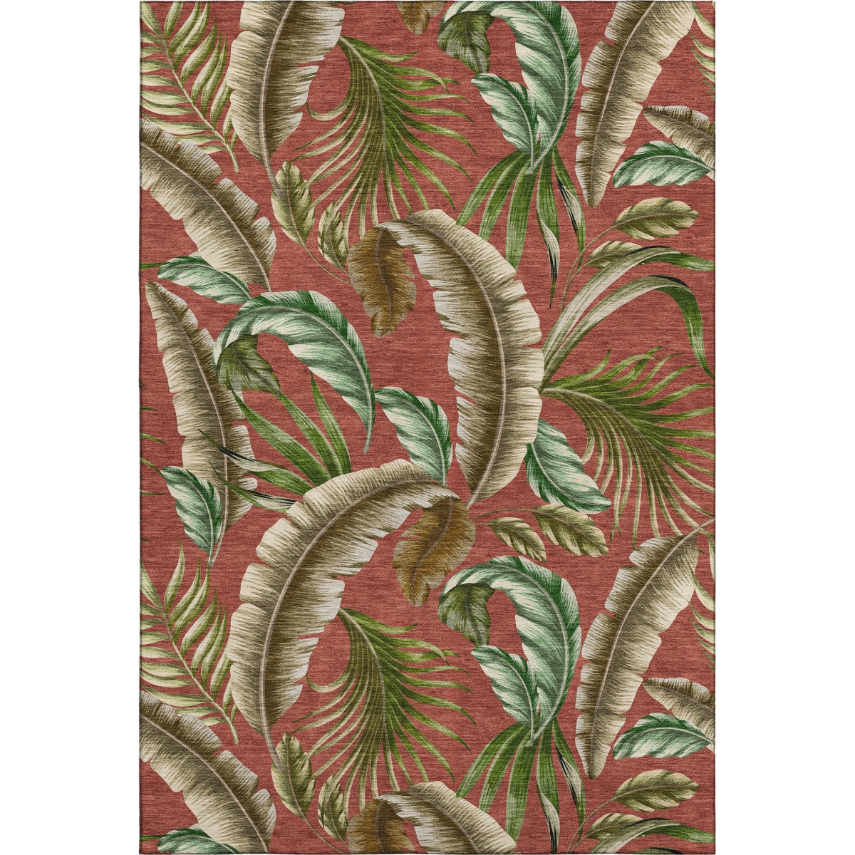 646249 5 x 8 ft. Cinnamon Green & Brown Geometric Washable Machine Made Rectangle Area Rug with UV Protection