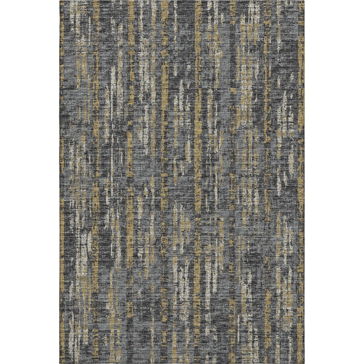 642602 3 x 5 ft. Granite Gray, Ivory & Gold Abstract Washable Transitional Indoor & Outdoor Rectangle Area Rug