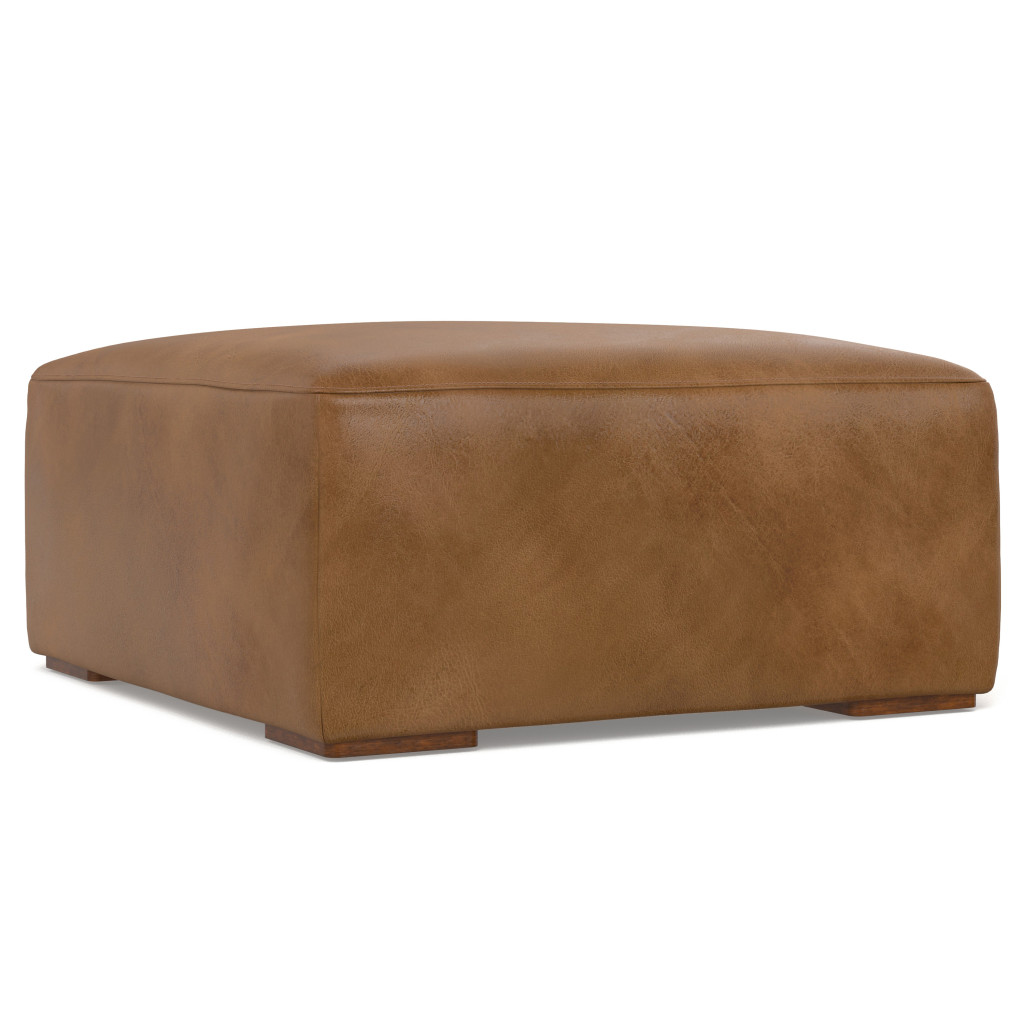 641761 16 x 34 x 32 in. Brown Leather Ottoman