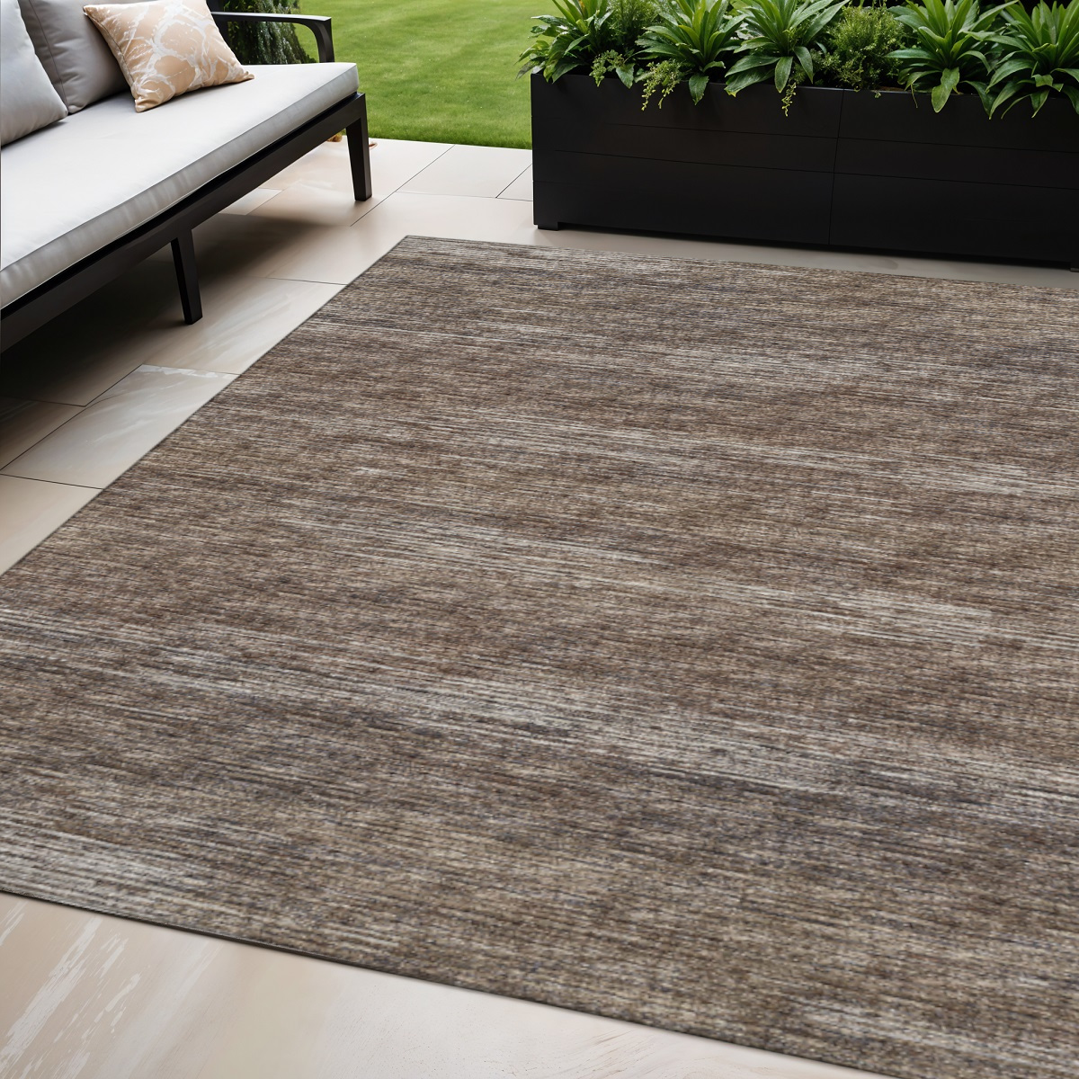 642411 5 x 8 ft. Brown & Gray Abstract Washable Transitional Indoor & Outdoor Rectangle Area Rug
