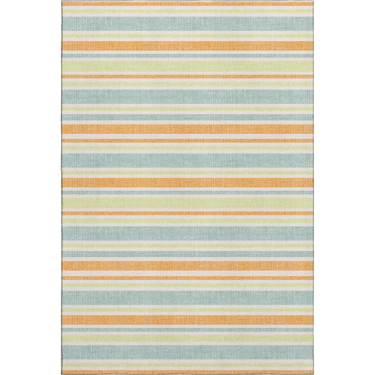 647846 8 x 10 ft. Orange Green & Blue Striped Washable Machine Made Rectangle Area Rug with UV Protection