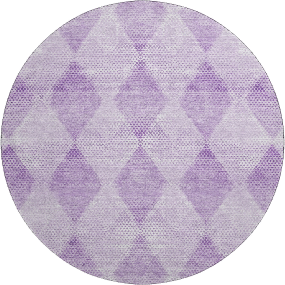 648199 8 ft. Lavender & Ivory Geometric Transitional Washable Round Area Rug with UV Protection