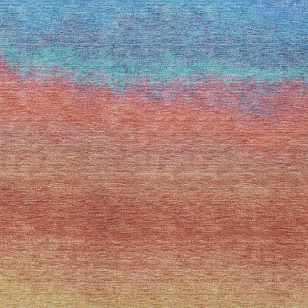 629013 8 x 10 ft. Coral & Blue Ombre Washable Transitional Indoor & Outdoor Rectangle Area Rug