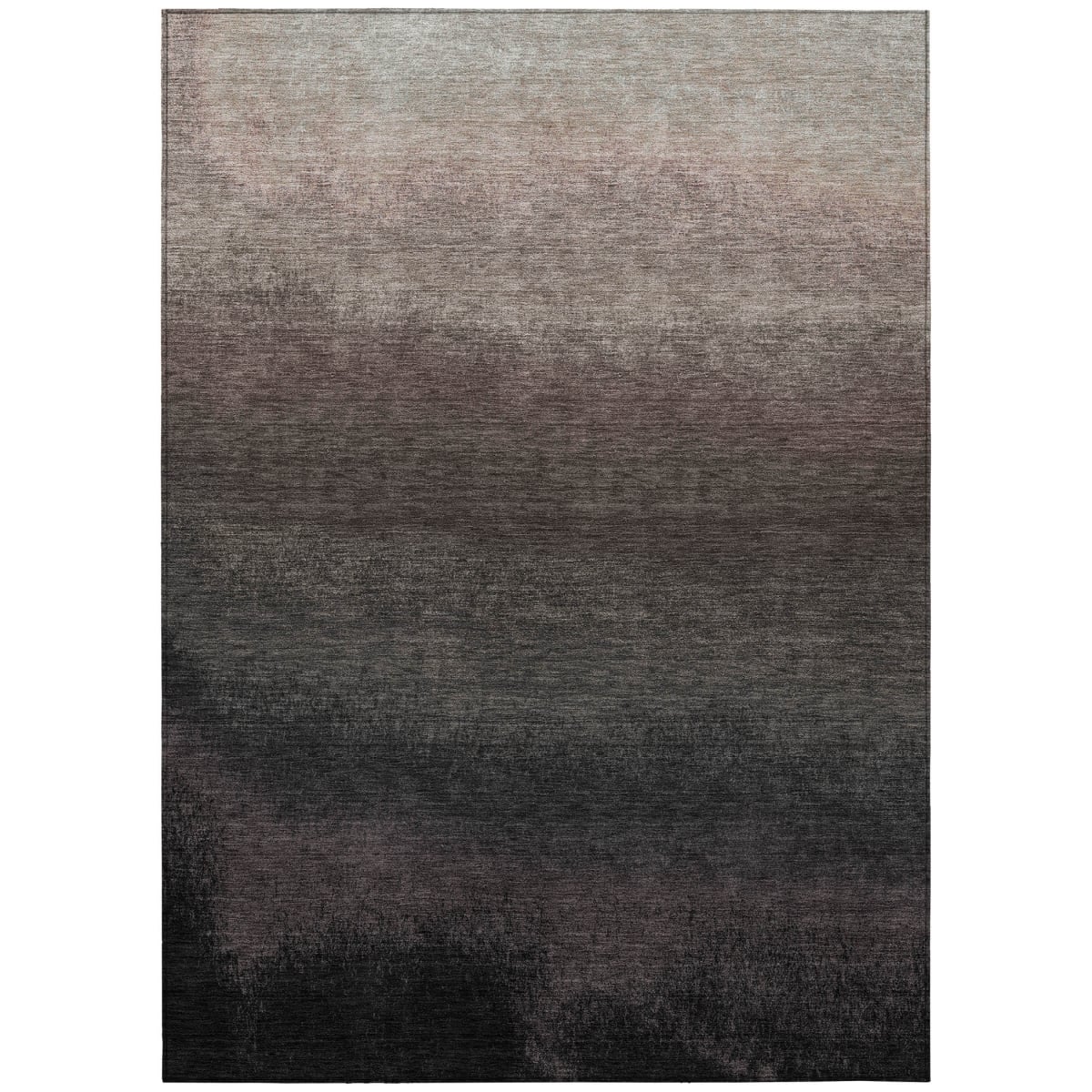 629003 10 x 14 ft. Black & Silver Ombre Washable Transitional Indoor & Outdoor Rectangle Area Rug