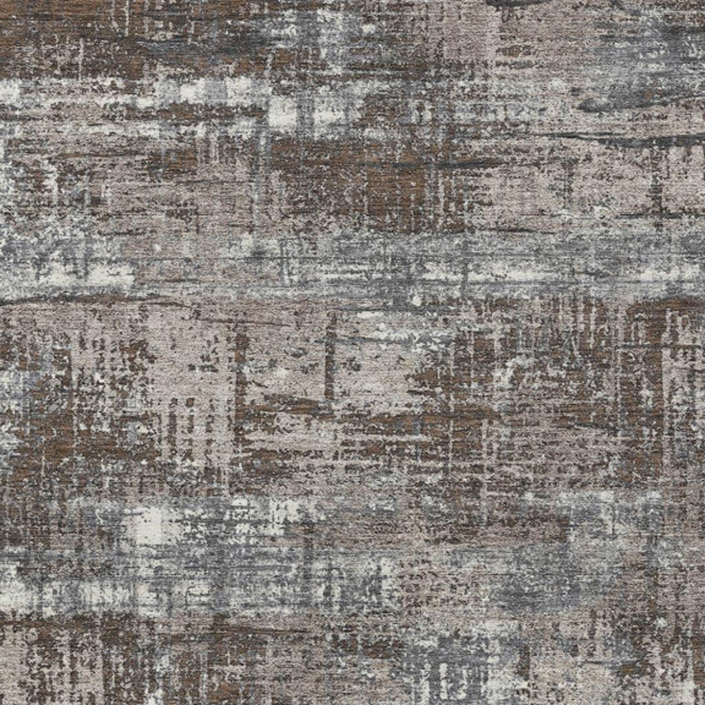 627687 9 x 12 ft. Brown & Charcoal Geometric Washable Transitional Indoor & Outdoor Rectangle Area Rug