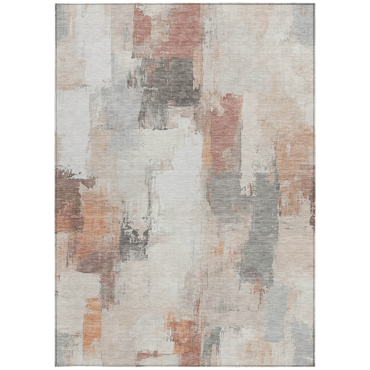 627663 9 x 12 ft. Rust & Ivory Abstract Washable Transitional Indoor & Outdoor Rectangle Area Rug