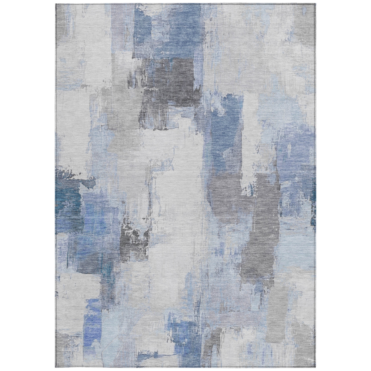 627630 5 x 8 ft. Denim Blue & Ivory Abstract Washable Transitional Indoor & Outdoor Rectangle Area Rug