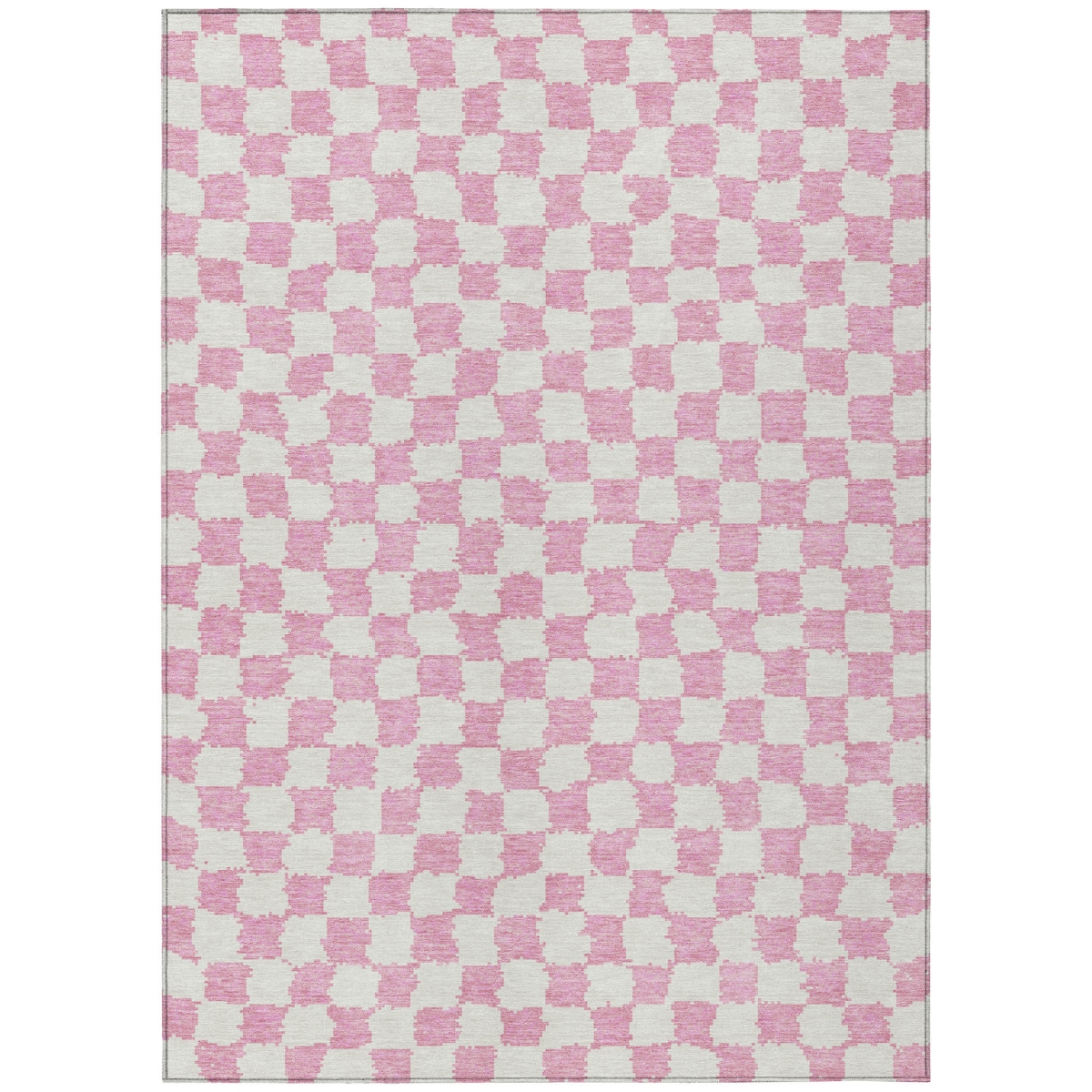 627228 9 x 12 ft. Pink & Ivory Geometric Washable Transitional Indoor & Outdoor Rectangle Area Rug