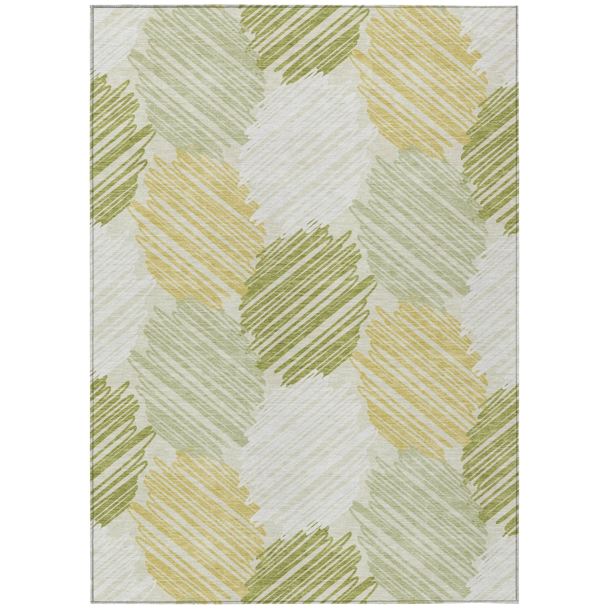626718 9 x 12 ft. Green, Ivory & Gold Geometric Washable Transitional Indoor & Outdoor Rectangle Area Rug