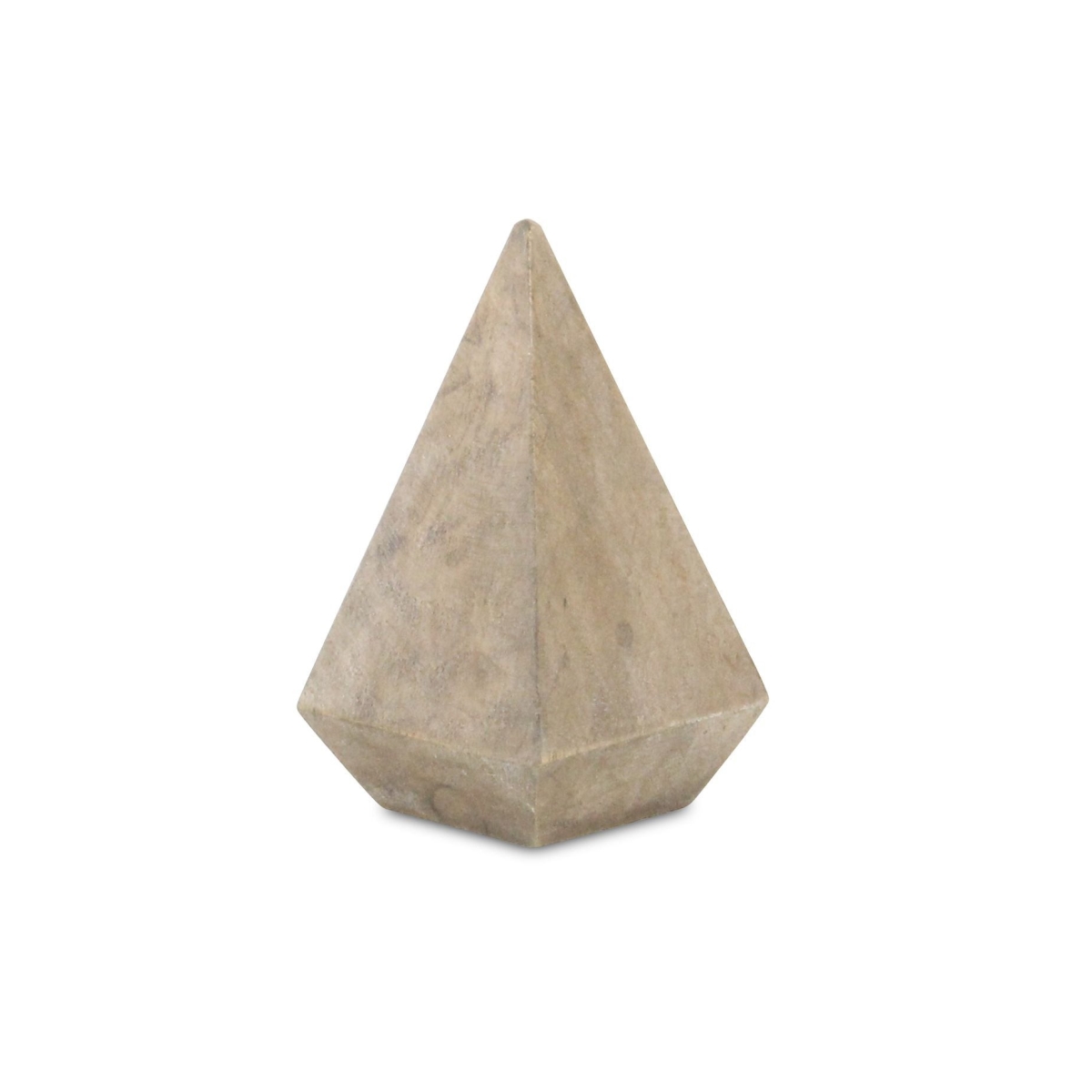 635609 4 in. Natural Solid Wood Pyramid Decorative Sculpture