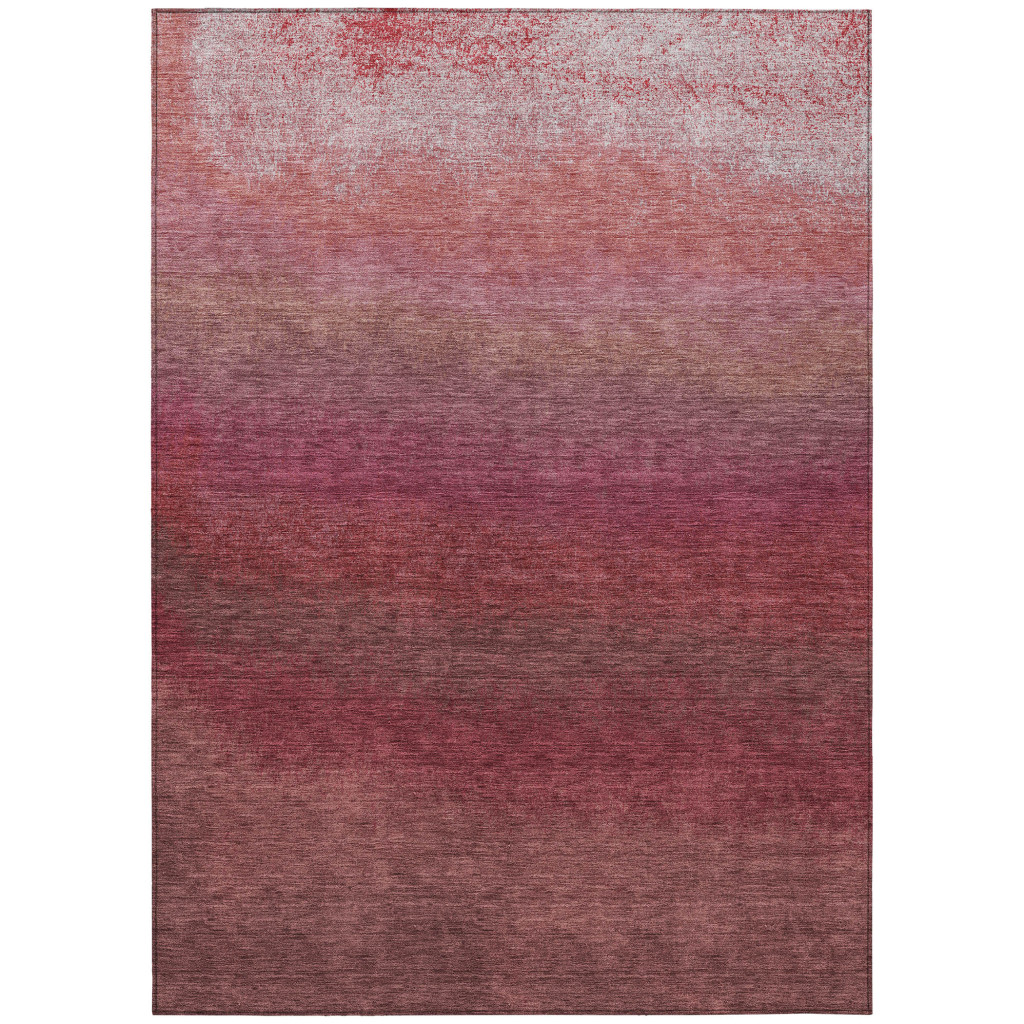 629039 10 x 14 ft. Red & Blush Ombre Washable Transitional Indoor & Outdoor Rectangle Area Rug