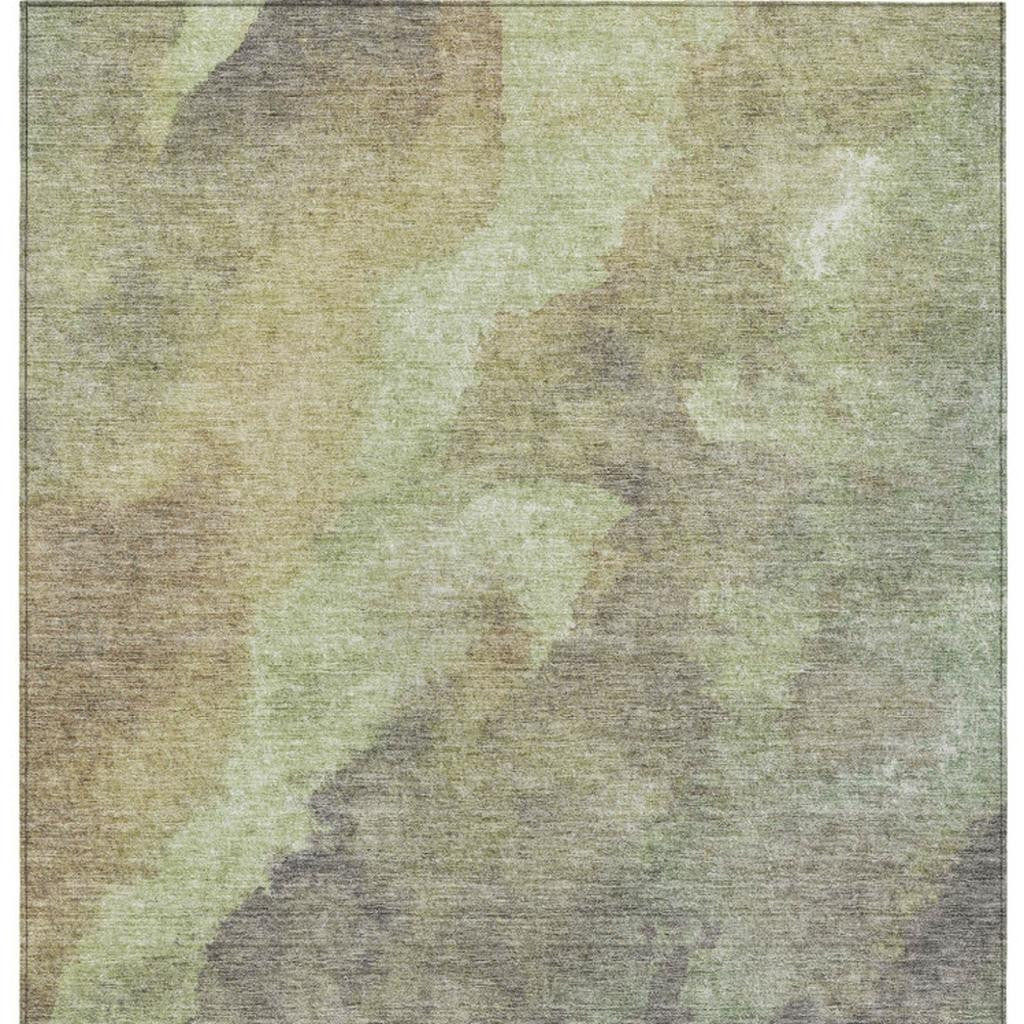 628074 5 x 8 ft. Artichoke Green & Taupe Abstract Washable Transitional Indoor & Outdoor Rectangle Area Rug