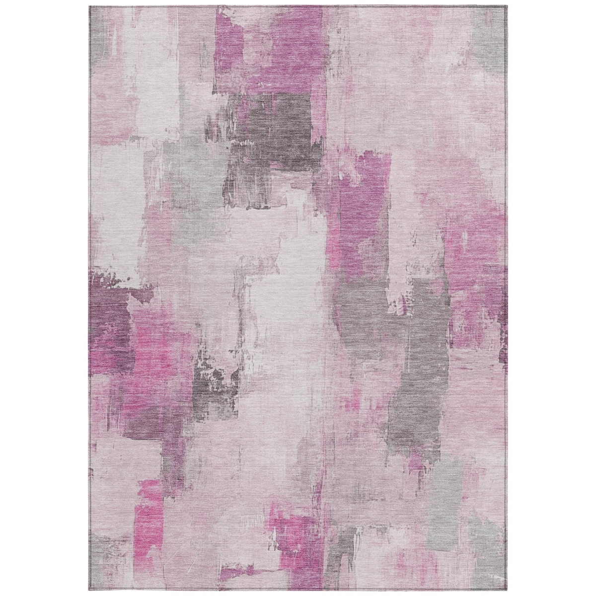 627656 8 x 10 ft. Pink & Silver Abstract Washable Transitional Indoor & Outdoor Rectangle Area Rug