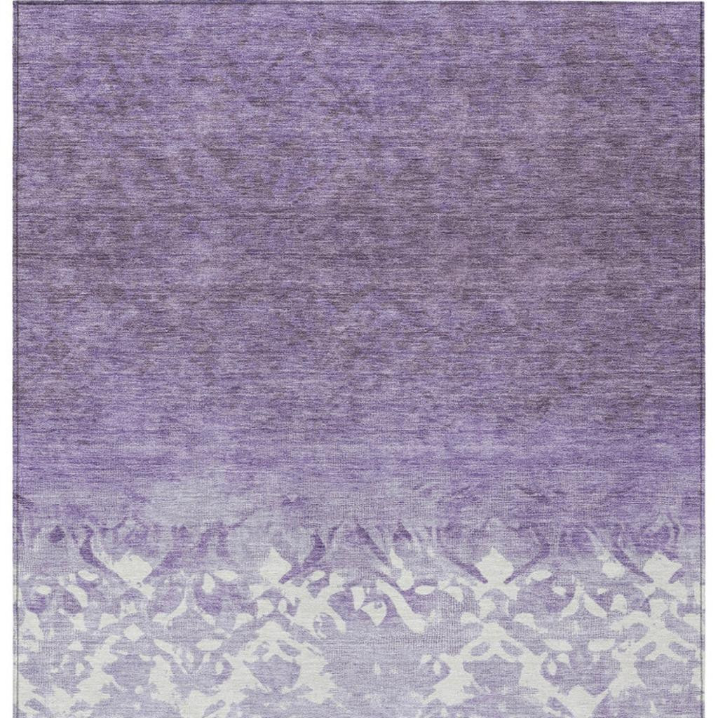 627260 3 x 5 ft. Purple & Ivory Damask Washable Transitional Indoor & Outdoor Rectangle Area Rug