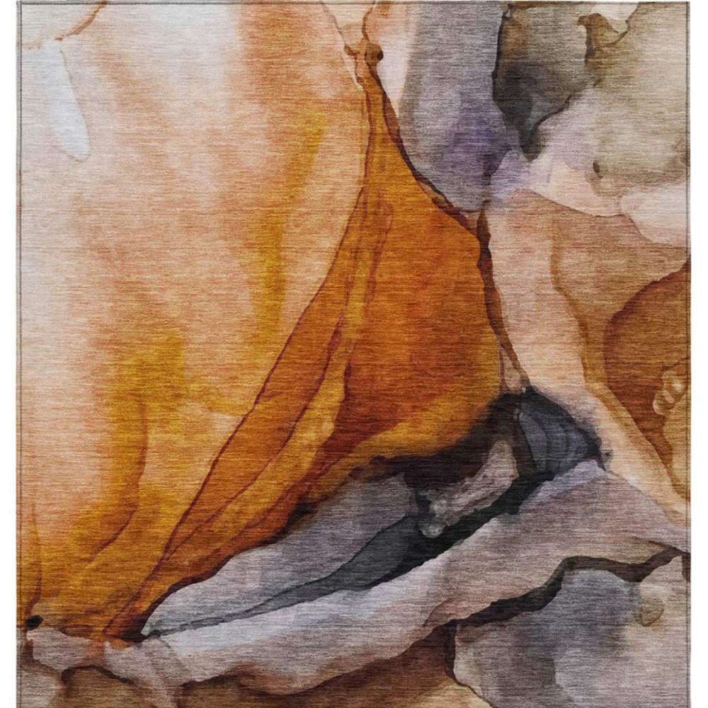 626479 8 x 10 ft. Rust & Gray Abstract Washable Transitional Indoor & Outdoor Rectangle Area Rug