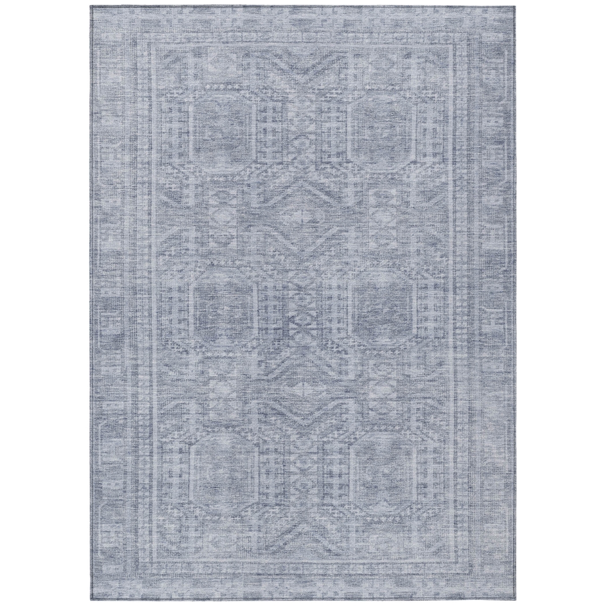 625937 5 x 8 ft. Sky Blue & Silver Geometric Washable Transitional Indoor & Outdoor Rectangle Area Rug