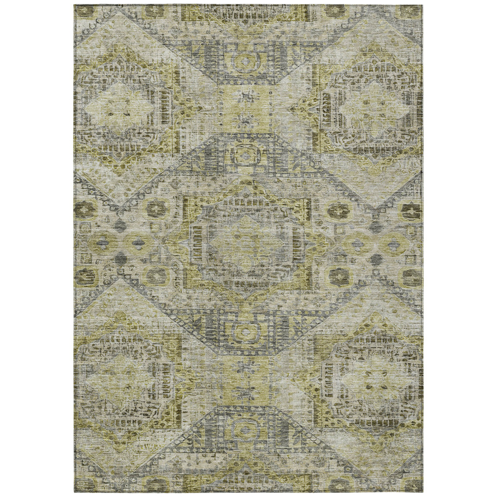 626180 9 x 12 ft. Khaki & Gray Moroccan Washable Traditional Indoor & Outdoor Rectangle Area Rug