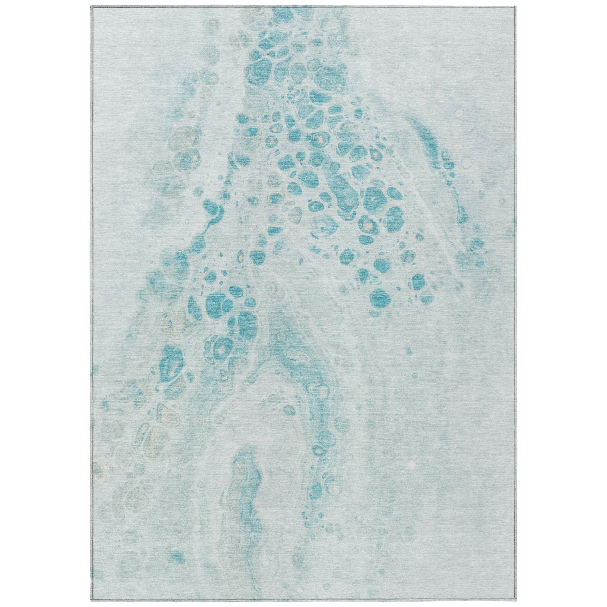 626426 9 x 12 ft. Teal, Blue & Pale Aqua Abstract Washable Transitional Indoor & Outdoor Rectangle Area Rug