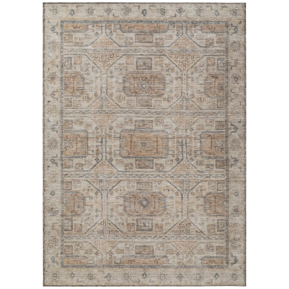 625885 8 x 10 ft. Beige & Brown Geometric Washable Transitional Indoor & Outdoor Rectangle Area Rug