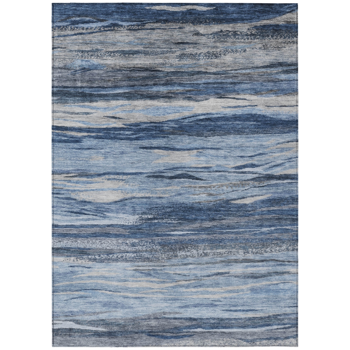 626317 8 x 10 ft. Blue, Gray & Silver Abstract Washable Transitional Indoor & Outdoor Rectangle Area Rug