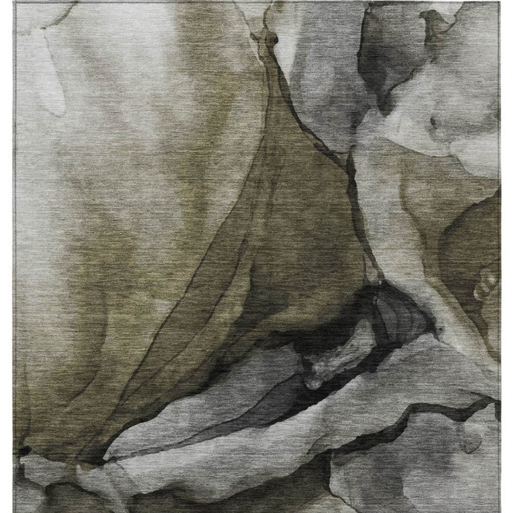 626470 3 x 5 ft. Gray & Silver Abstract Washable Transitional Indoor & Outdoor Rectangle Area Rug