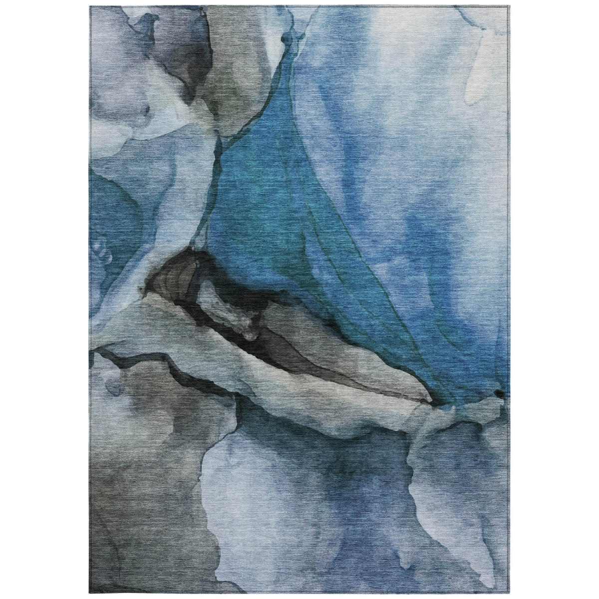 626468 9 x 12 ft. Blue & Gray Abstract Washable Transitional Indoor & Outdoor Rectangle Area Rug