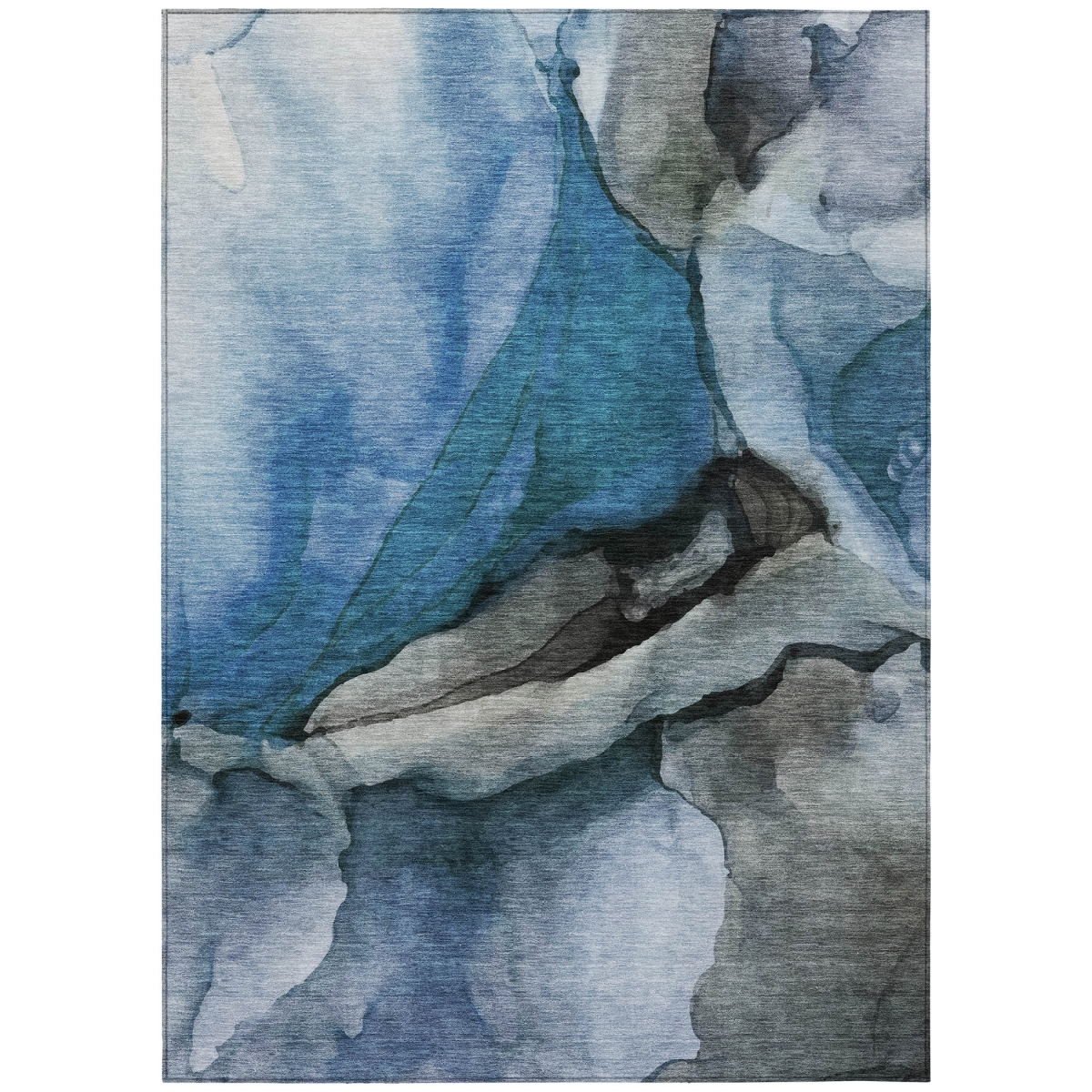 626469 10 x 14 ft. Blue & Gray Abstract Washable Transitional Indoor & Outdoor Rectangle Area Rug