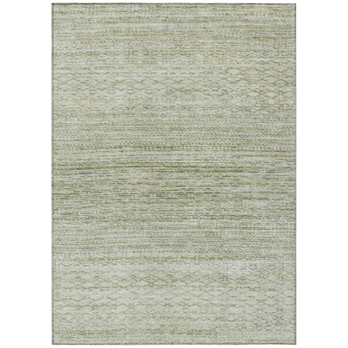637201 5 x 8 ft. Sage & Ivory Striped Washable Transitional Indoor & Outdoor Rectangle Area Rug
