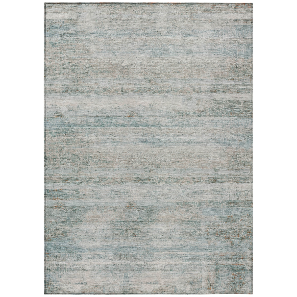 637294 9 x 12 ft. Aqua & Silver Striped Washable Transitional Indoor & Outdoor Rectangle Area Rug