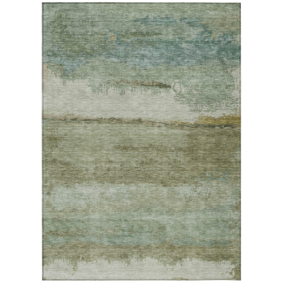 637378 9 x 12 ft. Green Gold & Beige Abstract Washable Transitional Indoor & Outdoor Rectangle Area Rug