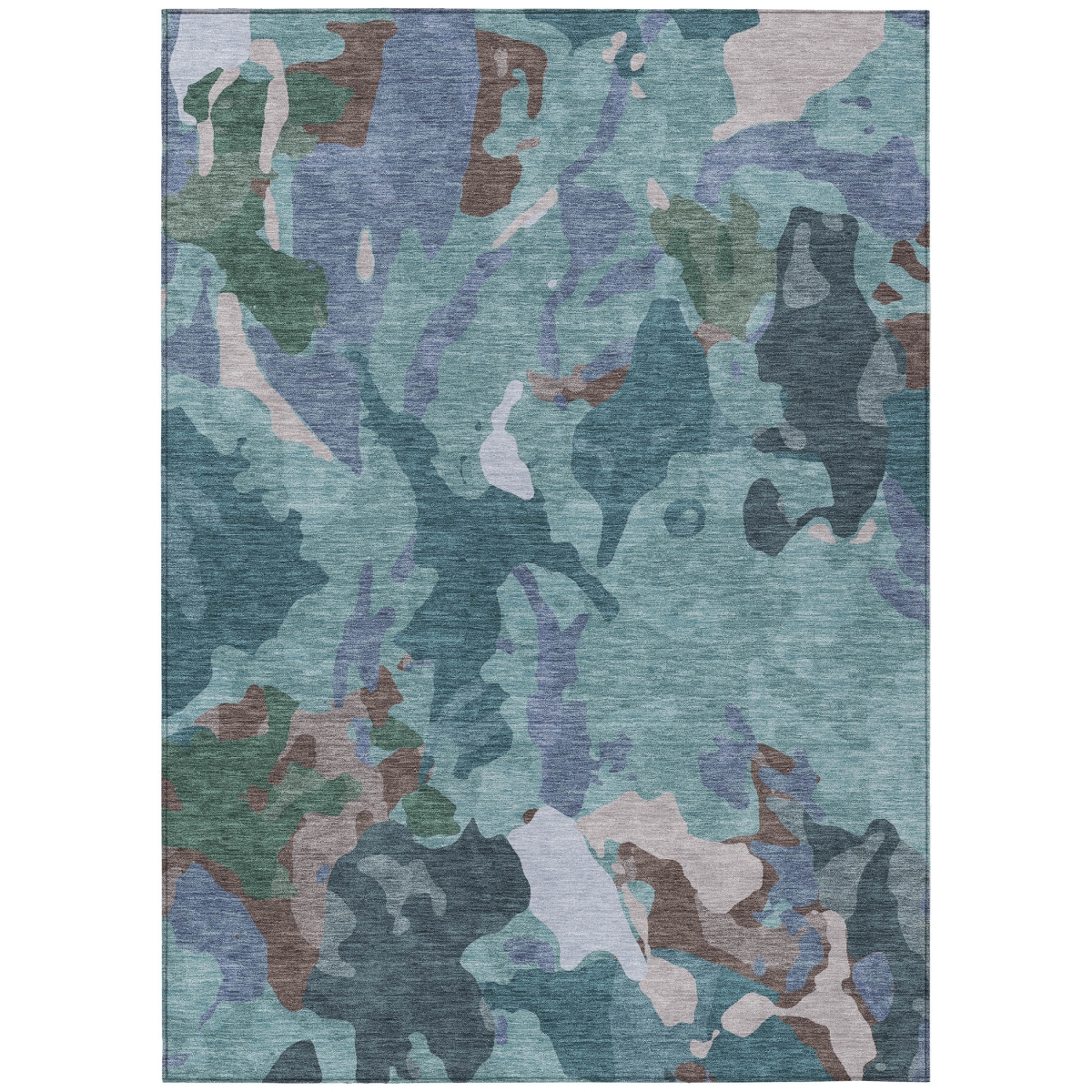 637501 5 x 8 ft. Teal, Blue & Beige - Pale Aqua Abstract Washable Transitional Indoor & Outdoor Rectangle Area Rug