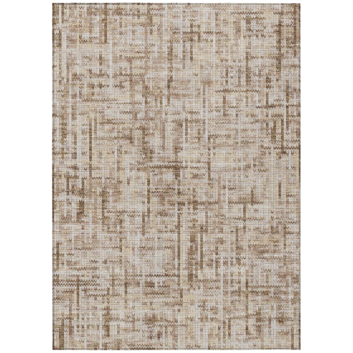 636548 8 x 10 ft. Brown & Ivory Striped Washable Transitional Indoor & Outdoor Rectangle Area Rug