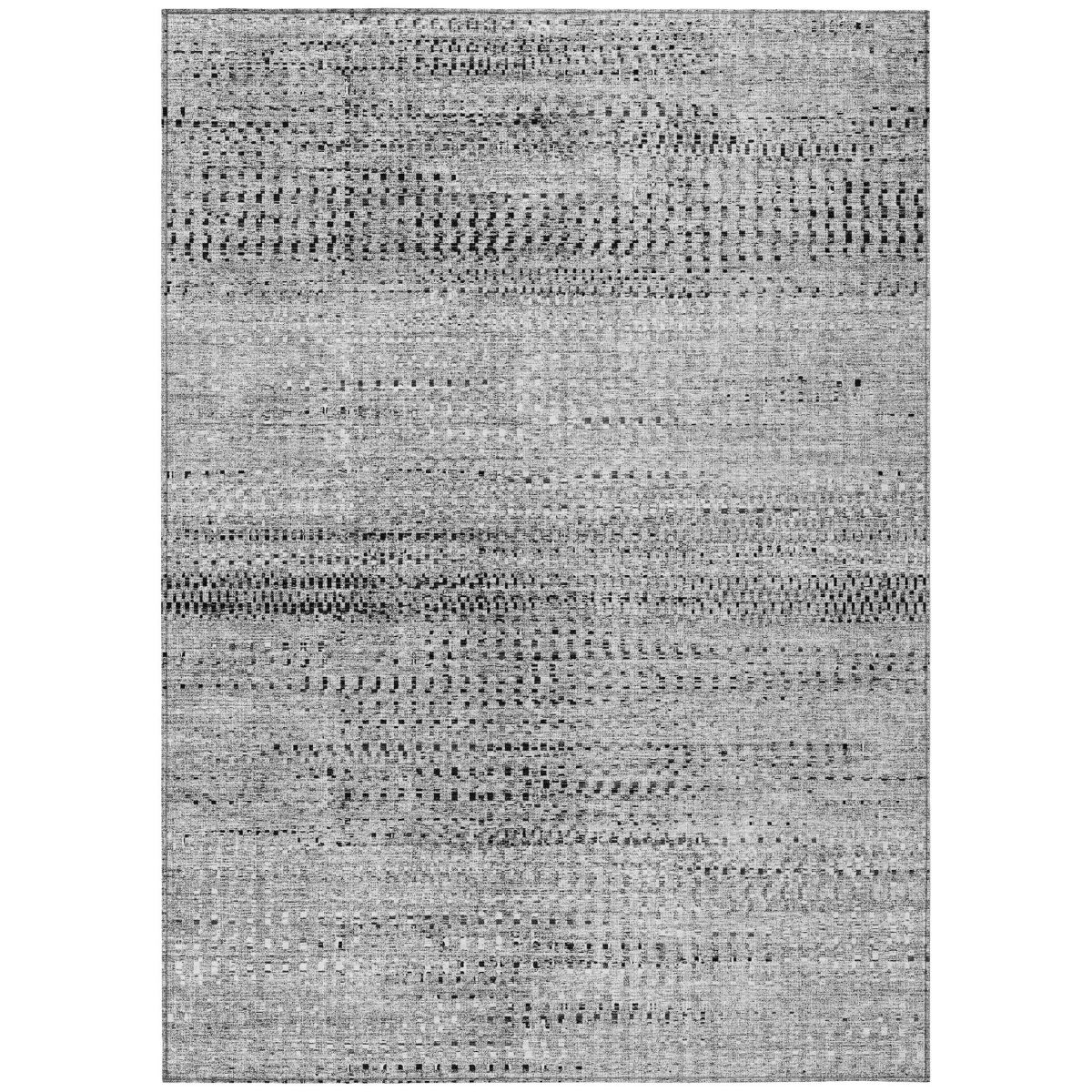 636775 5 x 8 ft. Gray & Silver Striped Washable Transitional Indoor & Outdoor Rectangle Area Rug