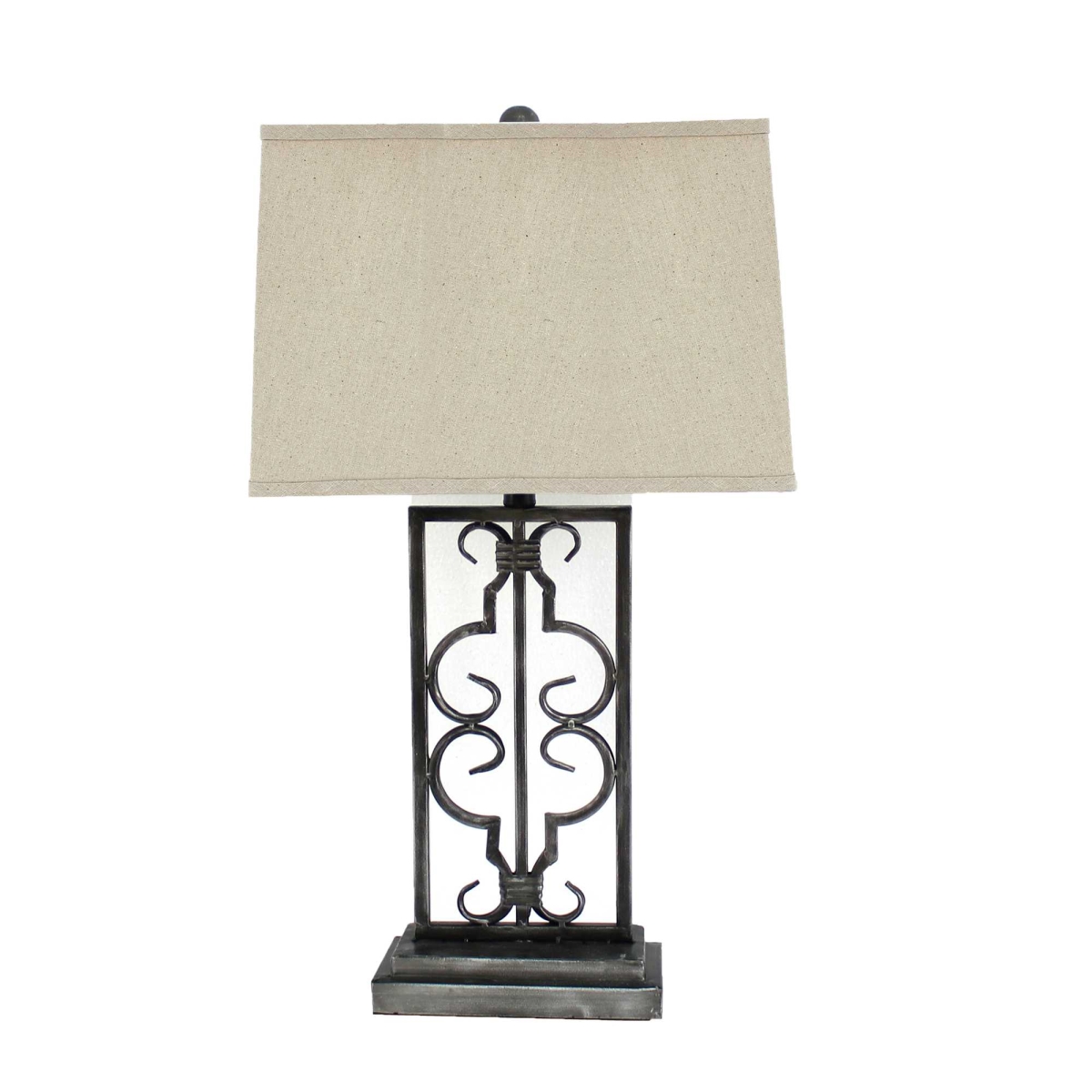 HomeRoots 277065 29" X 28" X 8" Gray Industrial Table Lamp with Stacked Metal Pedestal