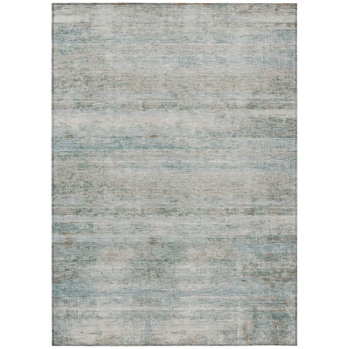 637295 10 x 14 ft. Aqua & Silver Striped Washable Transitional Indoor & Outdoor Rectangle Area Rug