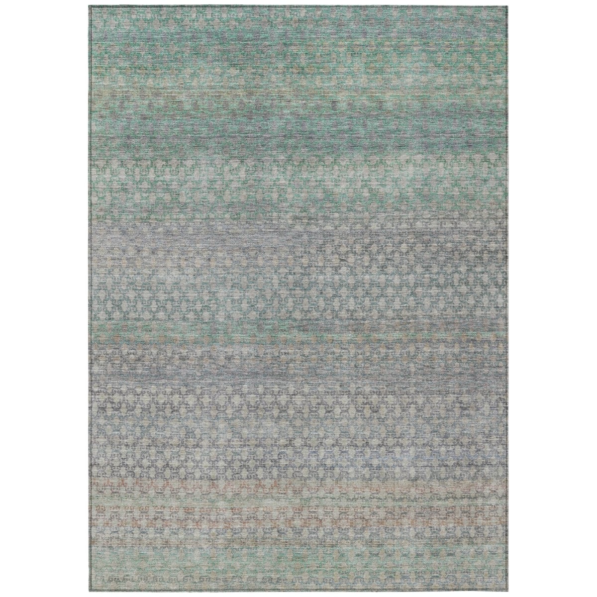 637404 3 x 5 ft. Beige & Pale Aqua Abstract Washable Transitional Indoor & Outdoor Rectangle Area Rug