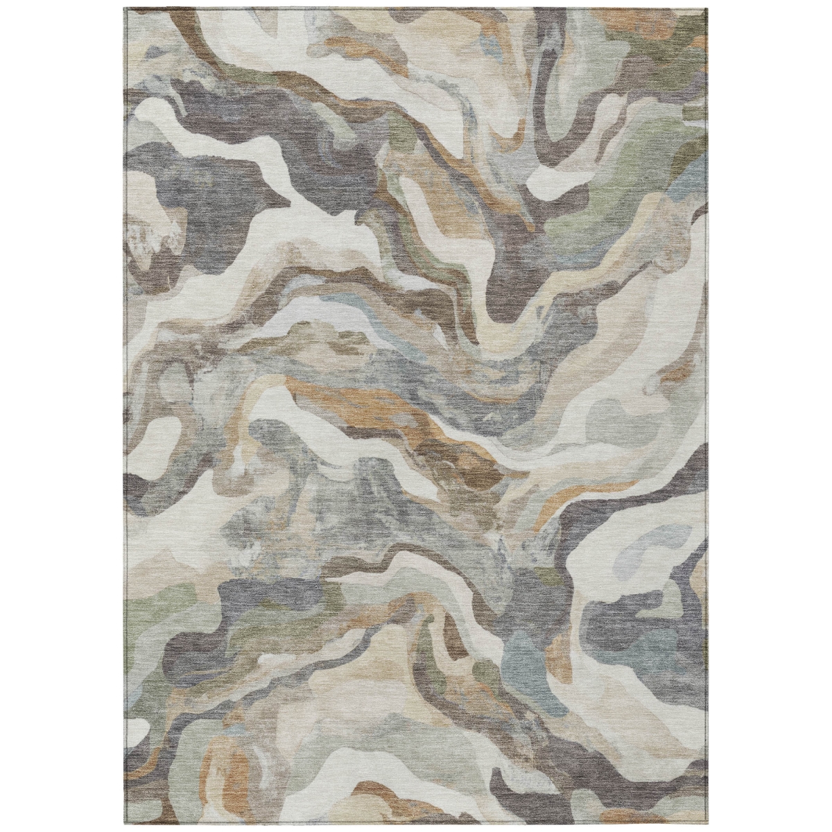 637522 9 x 12 ft. Khaki Ivory & Beige Abstract Washable Transitional Indoor & Outdoor Rectangle Area Rug