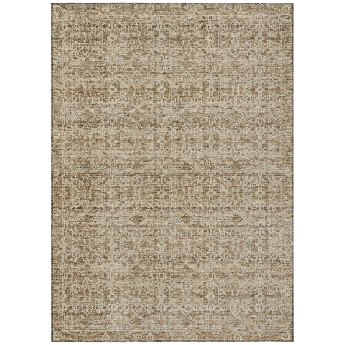 637267 5 x 8 ft. Brown & Beige Striped Washable Transitional Indoor & Outdoor Rectangle Area Rug