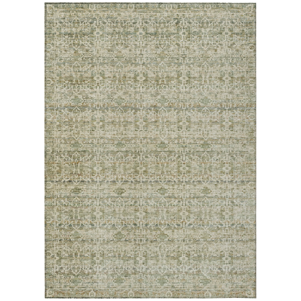 637275 8 x 10 ft. Sage & Ivory Striped Washable Transitional Indoor & Outdoor Rectangle Area Rug