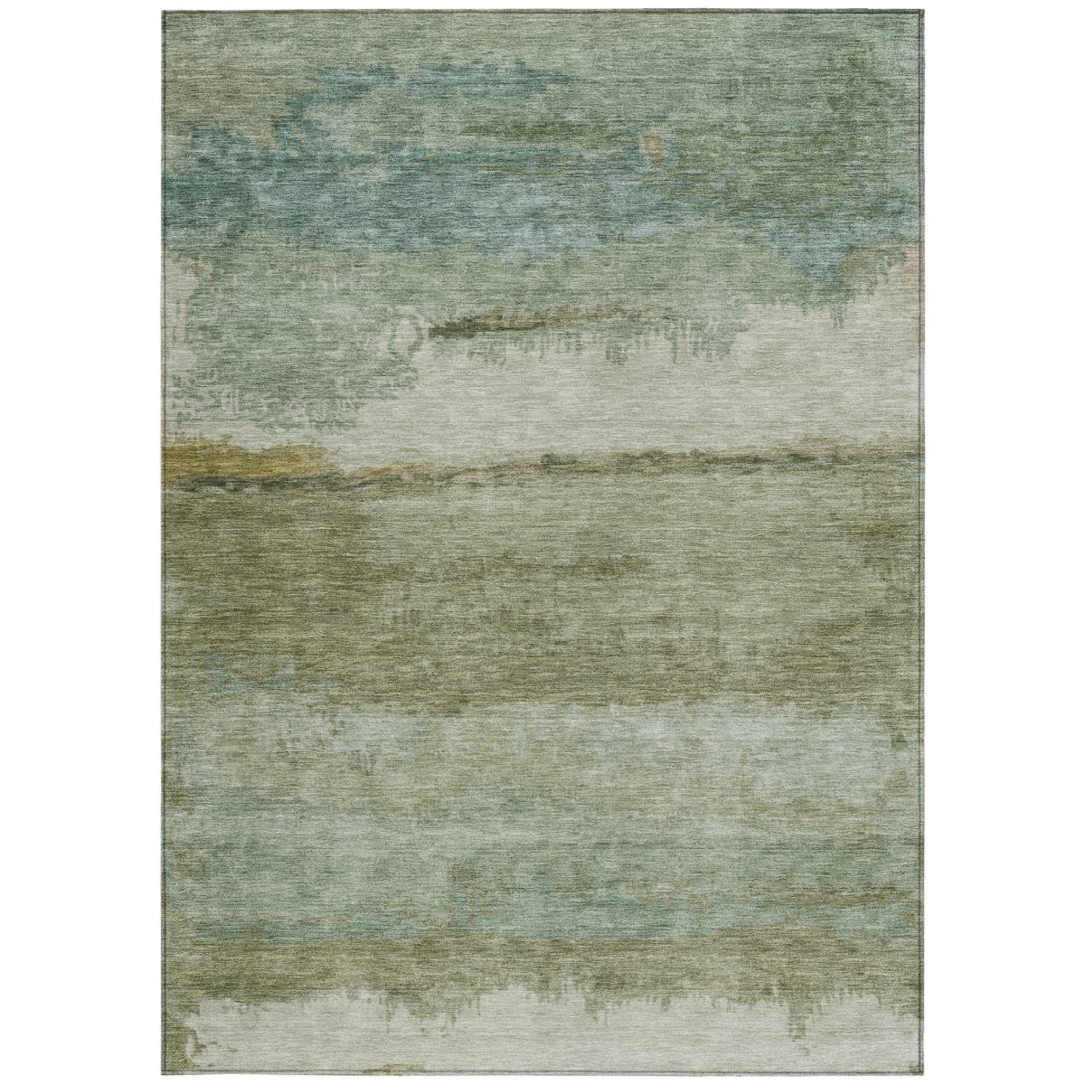 637377 8 x 10 ft. Green Gold & Beige Abstract Washable Transitional Indoor & Outdoor Rectangle Area Rug