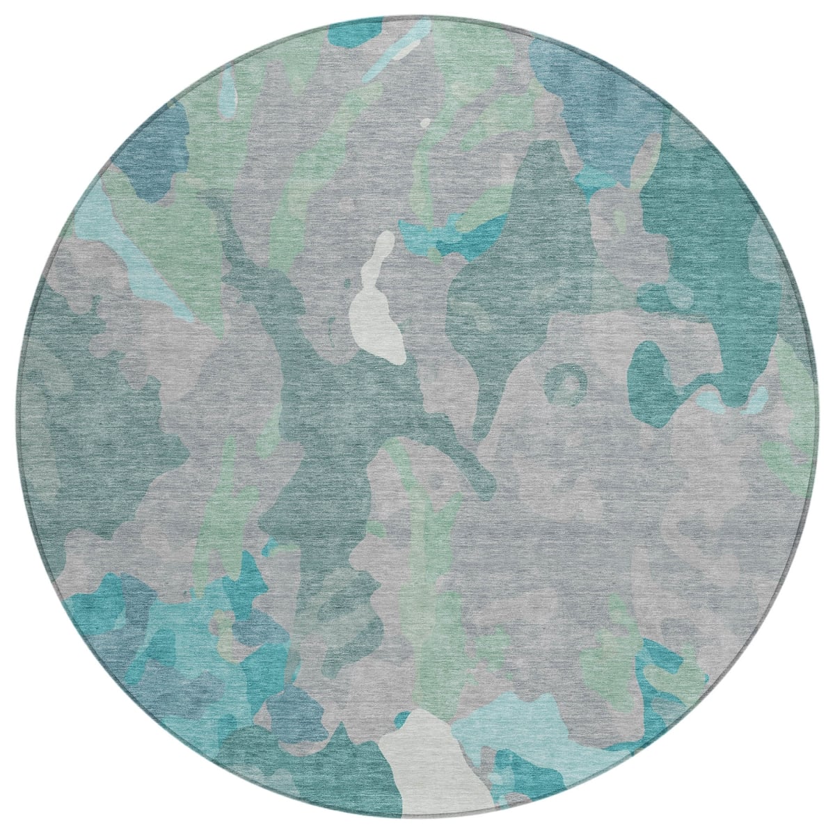 637496 8 ft. Taupe Green & Ivory Abstract Washable Transitional Indoor & Outdoor Round Area Rug